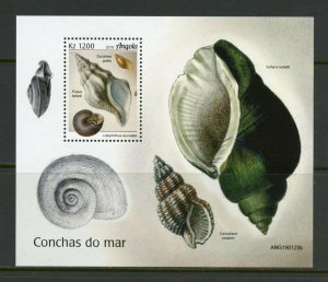 ANGOLA 2019 SEA SHELLS  SOUVENIR SHEET MINT NEVER HINGED