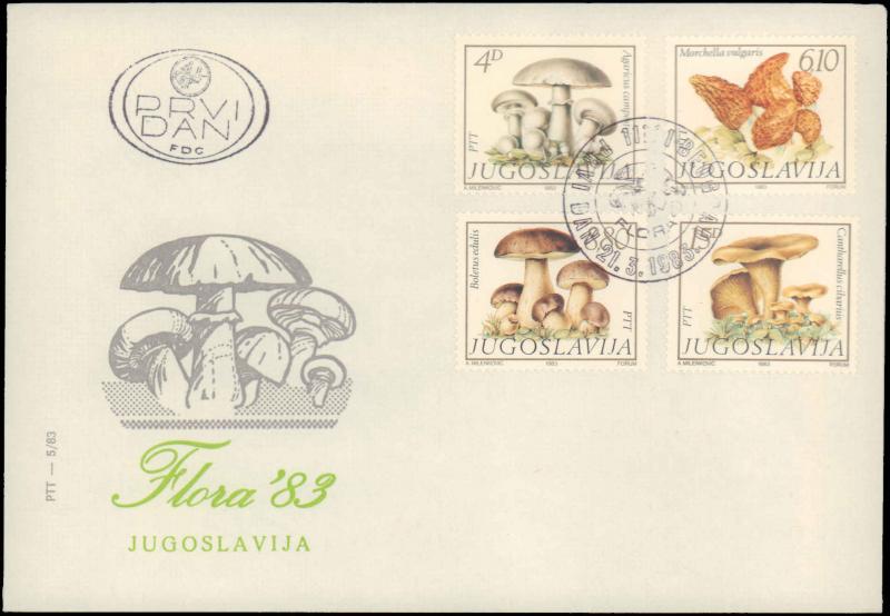 Yugoslavia, Worldwide First Day Cover, Mushrooms
