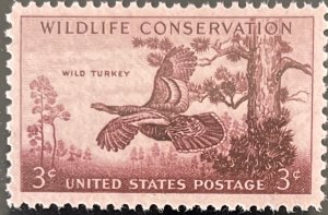 Scott #1077 1956 3¢ Wildlife Conservation Wild Turkey MNH OG VF/XF