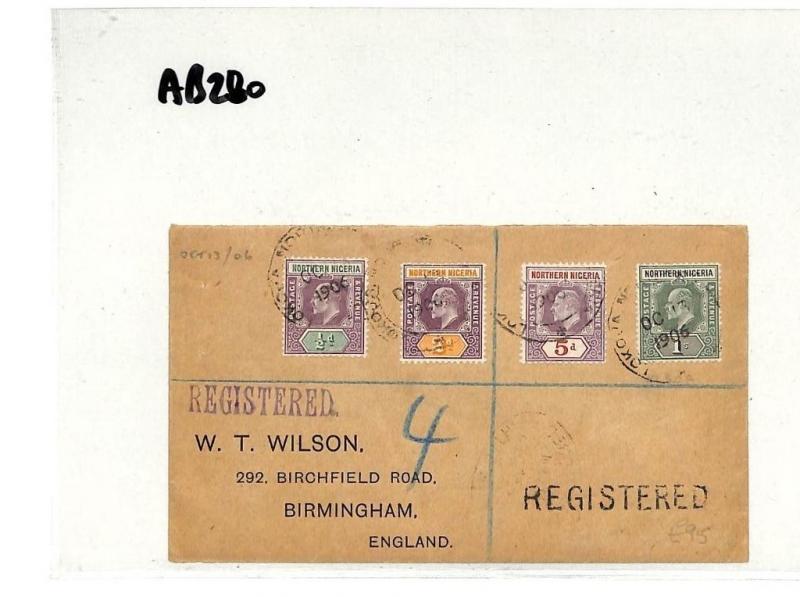 AB280 1906 Northern Nigeria GB Birmingham Registered Cover {samwells-covers}PTS