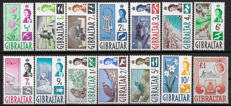 1960-62 Gibilterra Elisabetta II 14v. MNH SG n. 160/73