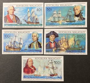 Madagascar 1975 #525-6,c137-9 Imperforate, American Bicentennial, Unused/MH.