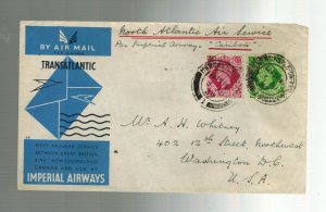 1939 England First Flight Cover to USA  FFC via Imperial Airways