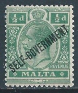 Malta #87 MH 1/2p King George V Ovptd. Self-Government - Wmk. 4
