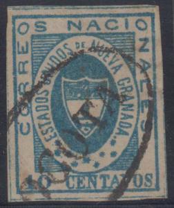 COLOMBIA 1861 NEW GRANADA Sc 16 Yv 12 KEY VALUE USED BY BOGOTA CANCEL €450.00 