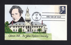 FDC: #2194 1989 $1.00 John Hopkins - GEERLINGS Hand Painted Cachet