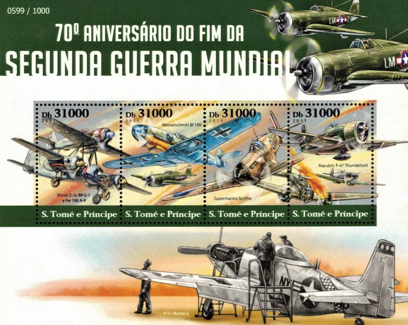 S. TOME E PRINCIPE 2015 - Military, WW2, anniversary/ minisheet MNH