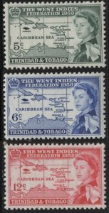 Trinidad & Tobago 86-88 (mvlh set of 3) West Indies Federation issue (1958)