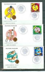 FRENCH POLYNESIA   1975  SPORTS  #C117-119 SET FDC