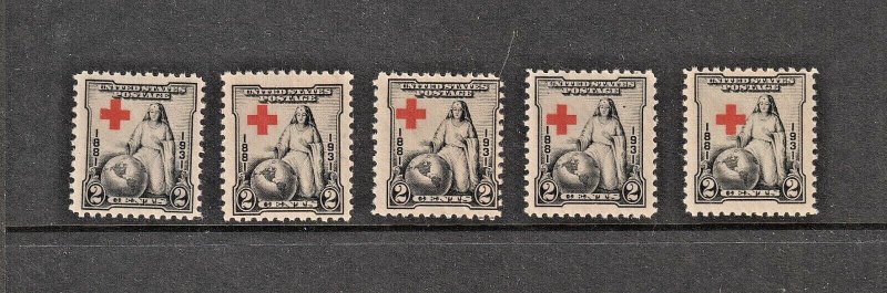 US Scott #702 2c Greatest Mother Red Cross Shift Errors 5 Positions MNH  (*RC2)