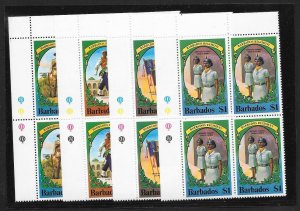 BARBADOS Sc#528-531 Complete Mint Never Hinged Set BLOCKS of 4