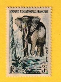 FRENCH EQUATORIAL AFRICA SCOTT#197 1957 3f ELEPHANTS - MNH