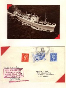 UK/ PHILIPPINES 1954 MIXED FRANKING PAQUEBOT  CITY OF