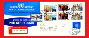 ZAYIX - United Nations / UN cover -  1985 registered - various stamps