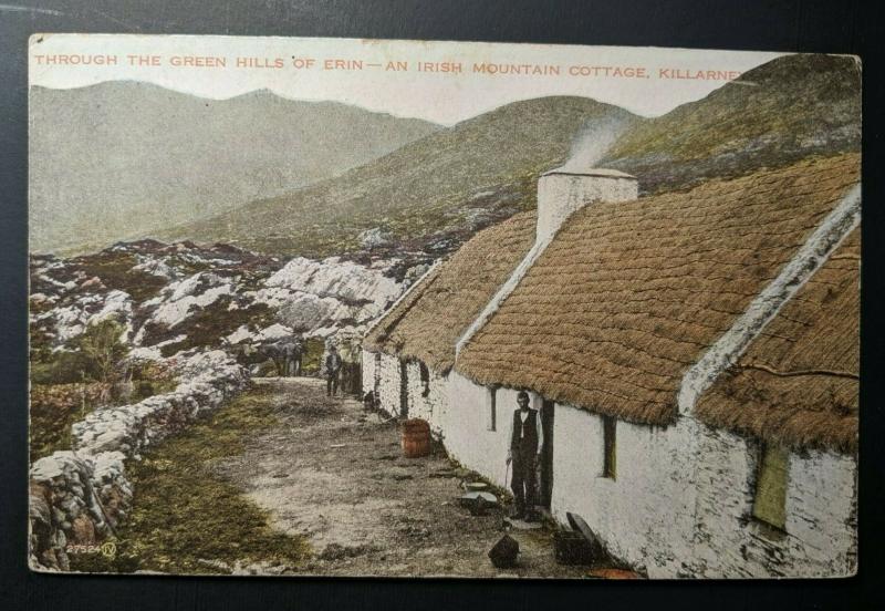 Vintage Irish Cottage Killarney to Sussex England Real Picture Postcard Cover 