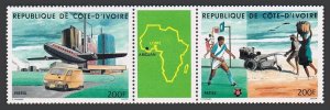 Ivory Coast 740-741a,MNH.Mi 851-852. PHILEXAFRICA-1985.Factory,jet,van;Soccer.