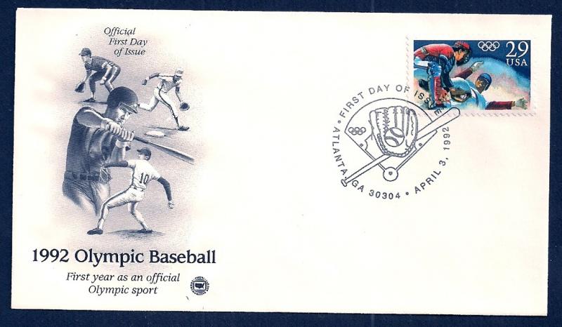 UNITED STATES FDC 29¢ Olympic Baseball 1992 Postal Society