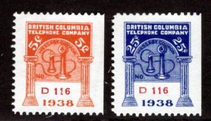 BCT124, BCT125, MLH, NGAI, 1938, 5c & 25c, matching serial #, Canada