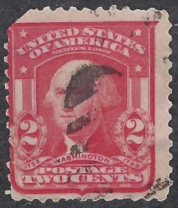 United States #319 2¢ George Washington (1903). Carmine. Used. Missing corner.