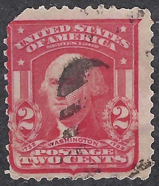 United States #319 2¢ George Washington (1903). Carmine. Used. Missing corner.