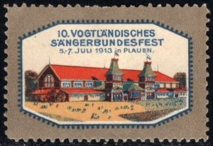 1913 German Poster Stamp Vogtland Singers' Festival At Singers' Hall