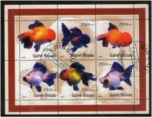 Guine Bissau 2001 Aquarium Fishes Marine Life M/s Sheetlet Cancelled # 8060