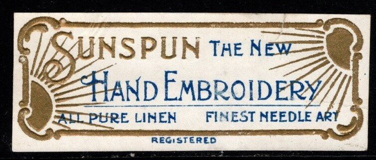 Vintage Sunspun The New Hand Embroidery Label MNH