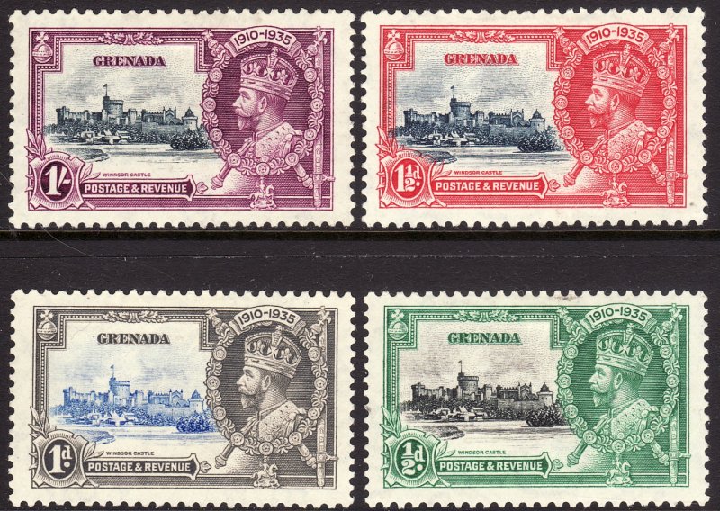 1935 Grenada KGV Silver Jubilee complete set MMH Sc# 124 / 127 CV $16.70