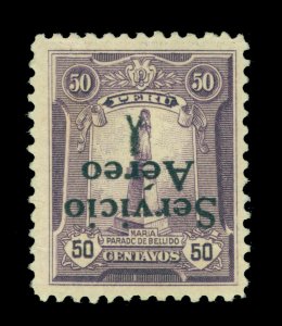 PERU 1927 AIRMAIL- INVERTED Overprinted - 50c violet  Sc# C1a mint MLH  ERROR