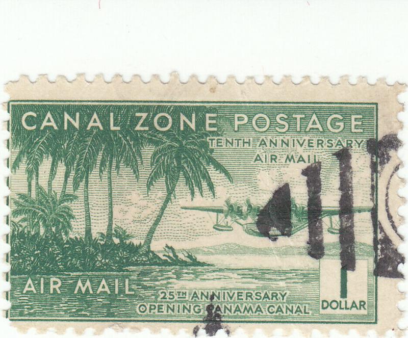 Canal Zone, Scott #C20 - $1 Green - Used - SCV $27.50