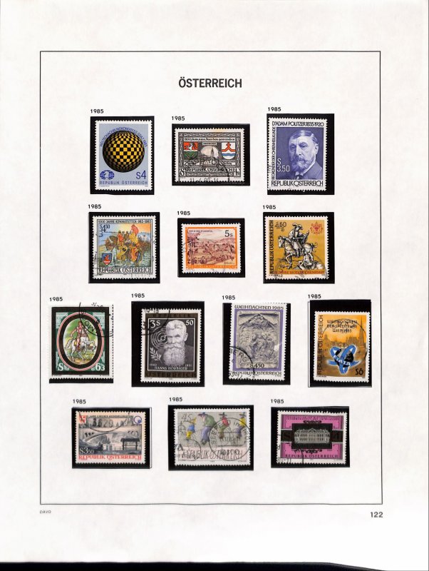 Austria Österreich lot of used stamps 1985 - p122 The album page is not included