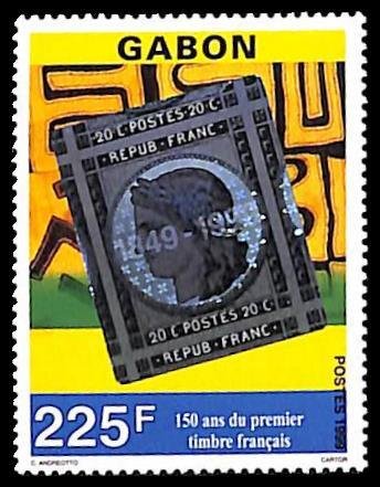 Gabon 1999, 150 Years french stamps 1v, hologram, MNH