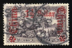 German Colonies, German Offices in China #45a Cat$47.50, 1905 1 1/2d on 3m, u...