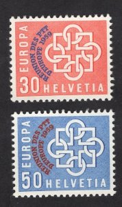 Switzerland  #376-377   1959  MNH  overprint reunion des ptt d`europe 1959