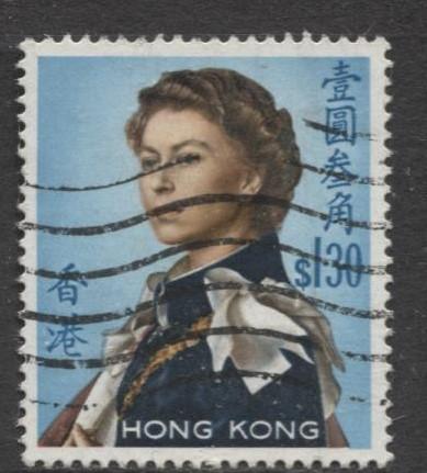 Hong Kong - Scott 213 - QEII-Definitive Issue -1962 -Used- Single $1.30c Stamp