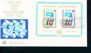 UN NY Sc# 262 FDC SS 30th Ann Flag XXX UN Cachet