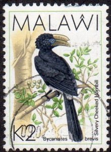 Malawi 531 - Used - K2 Silvery Cheeked Hornbill (1988) (cv $2.00) (1)