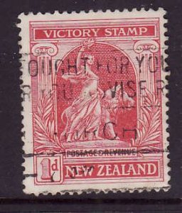 New Zealand-Sc#166-used 1p carmine-Peace & Lion-1920-