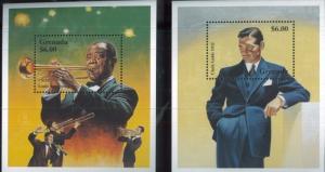 CLARK GABLE + LOUIS  ARMSTRONG Souvenir Sheet Set MNH - Grenada E41