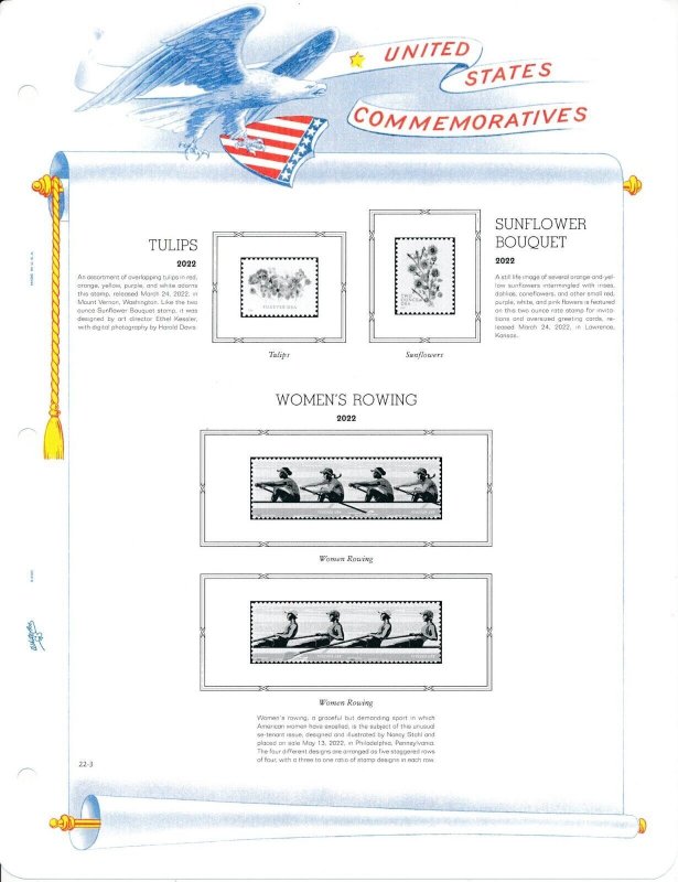 WHITE ACE 2022 US Commemorative Singles Simplified Stamp Album Supplement YS