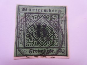 German States WURTTEMBERG Scott 4 USED ON PIECE Lot11.1 Cat $32.50