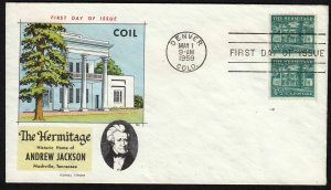 1959 The Hermitage Sc 1059 FDC Fluegel Covers cachet Andrew Jackson