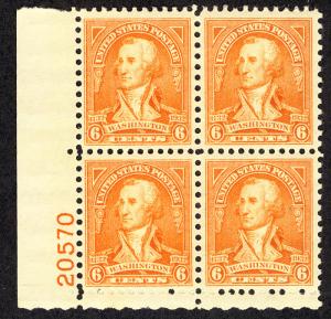 US #711 PLATE BLOCK, VF mint never hinged, wonderfully fresh stamp with super...