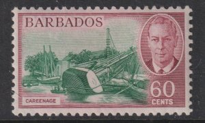 Sc# 225 Barbados 1950 Careenage 60 cents issue MLH CV $14.00