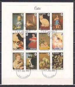 Gambia, Scott cat. 1539 A-L. Cat Paintings sheet on a Large First day cover. ^