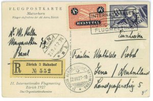 P0056 - SWITZERLAND - POSTAL HISTORY - AVIATION 1927 Postal Stationery Card-