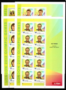 AUSTRALIA SG3820/6 2012 GOLD MEDAL WINNERS AT OLYMPIC GAMES SHEETS MNH