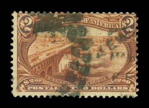 US 1898 Trans-Mississippi Expo. Bridge & Steamboat  $2.00 brown Scott # 293 used