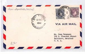Nigeria Lagos Air Mail Cover Maryland USA {samwells} PTS 1941 BL242