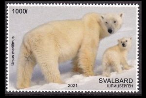 SVALBARD SPITSBERGEN 2021 EUROPA POLAR BEAR ENDANGERED SPECIES MNH LOCAL STAMP